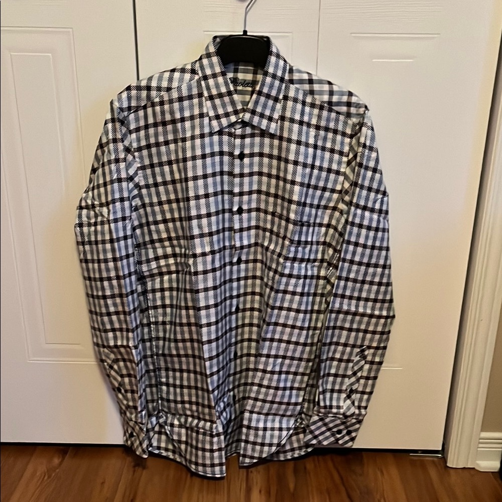 Men's Plaid Shirt - Black and White
